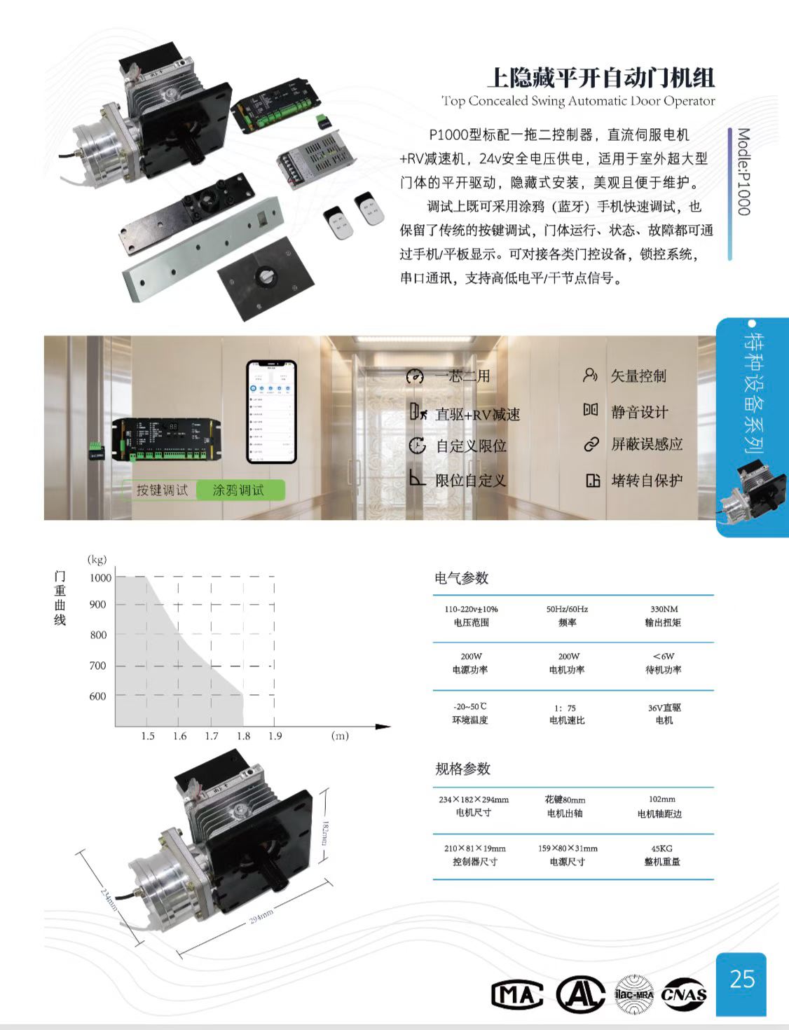 上隐藏平开自动门机组